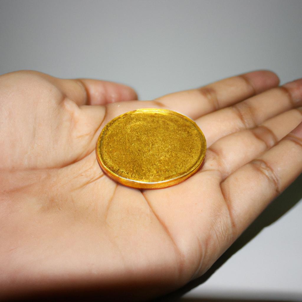 Person holding a gold coin